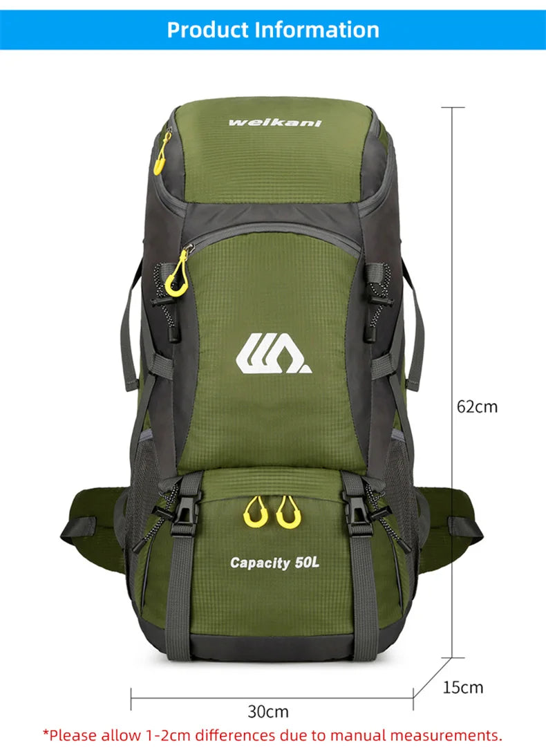 50L Waterproof Travel Backpack – Large Hiking & Camping Rucksack for Men